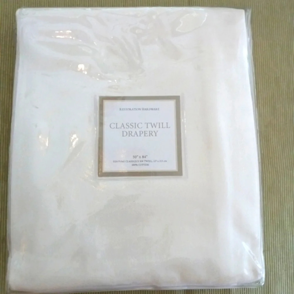 NIP Restoration Hardware Cotton Twill Tab Top Curtain 50 x 84